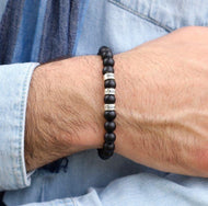 Mens personalized stone bracelet