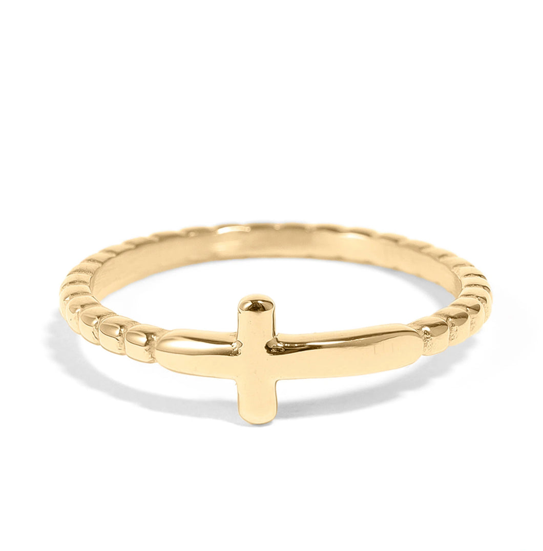 Beaded Cross Ring