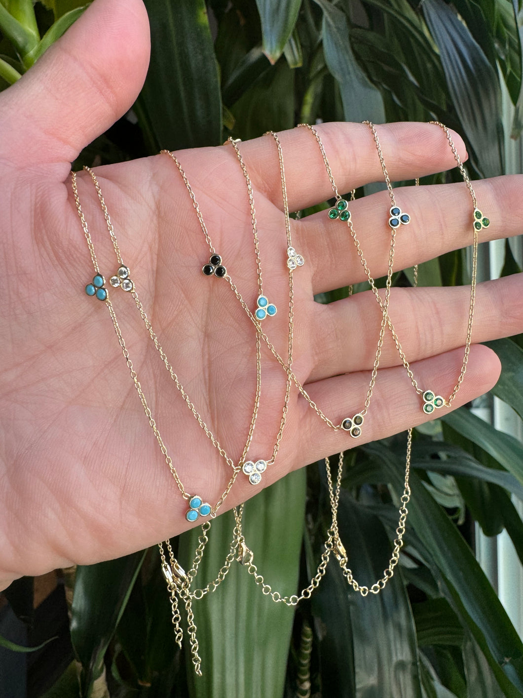 Mini gem cluster necklace