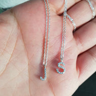 Sterling Silver small stone Initial Necklace