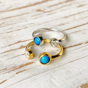 Gemstone and bezel stone ring