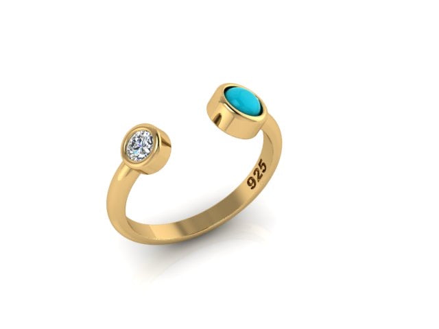 Gemstone and bezel stone ring