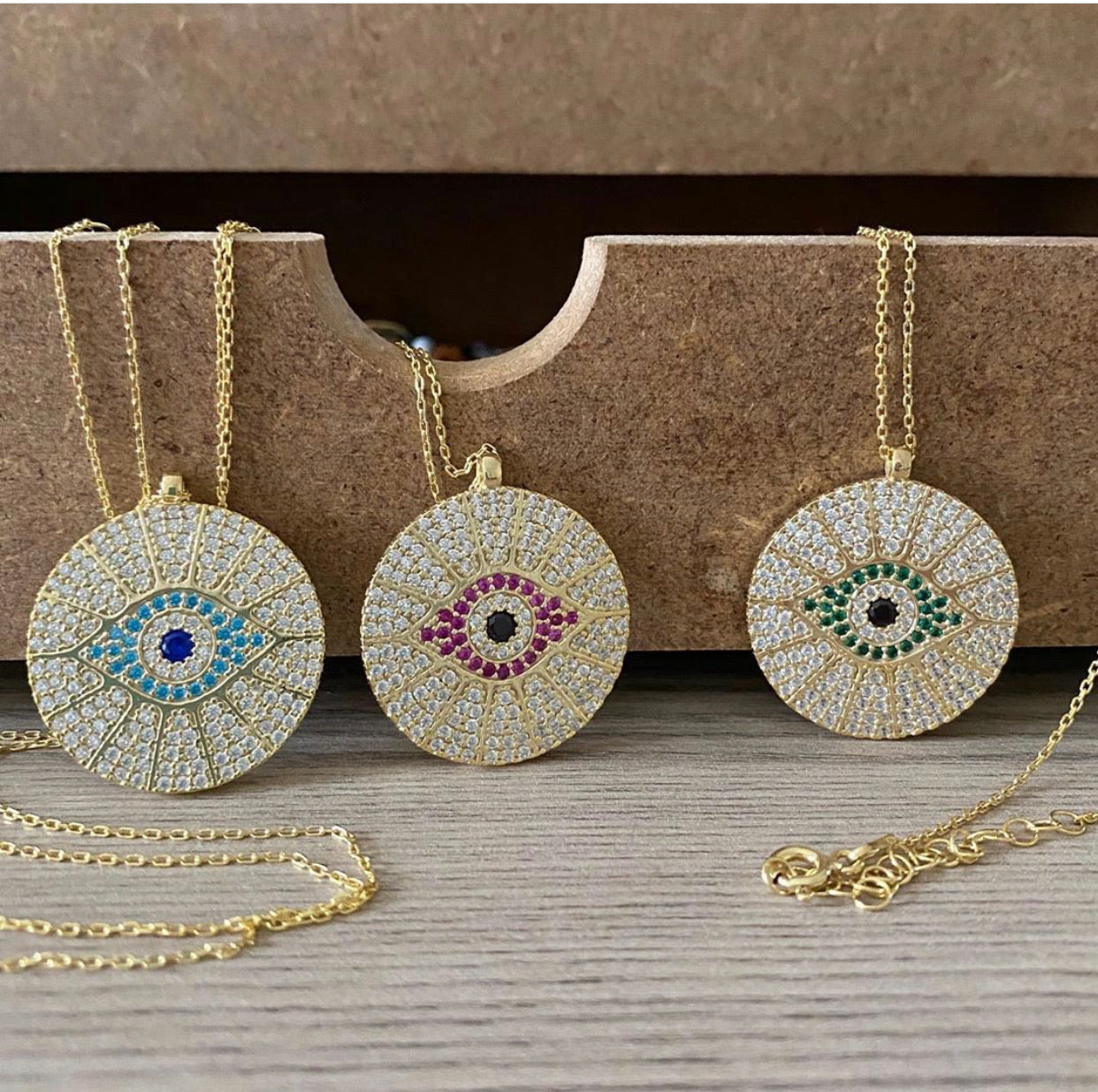 Large evil eye pendant sales