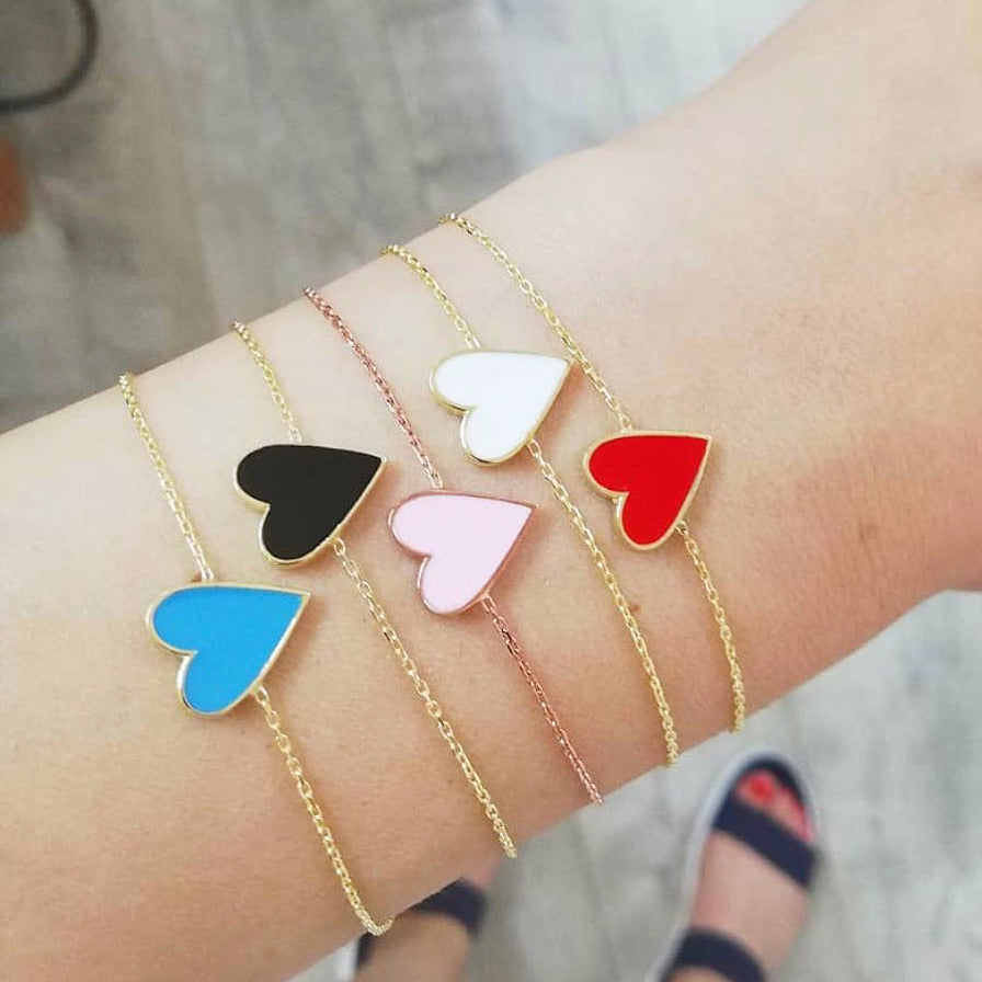 Enamel Heart Bracelet